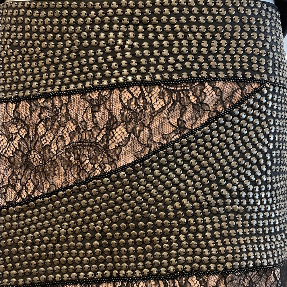 Haute Hippie Silk Lace Studded Geometric Mini Skirt M NWOT - Picture 4 of 12